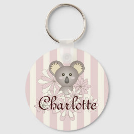 Chaveiro Pastel Pink Stripe Cute Baby Koala Personalizado