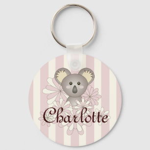 Chaveiro Pastel Pink Stripe Cute Baby Koala Personalizado