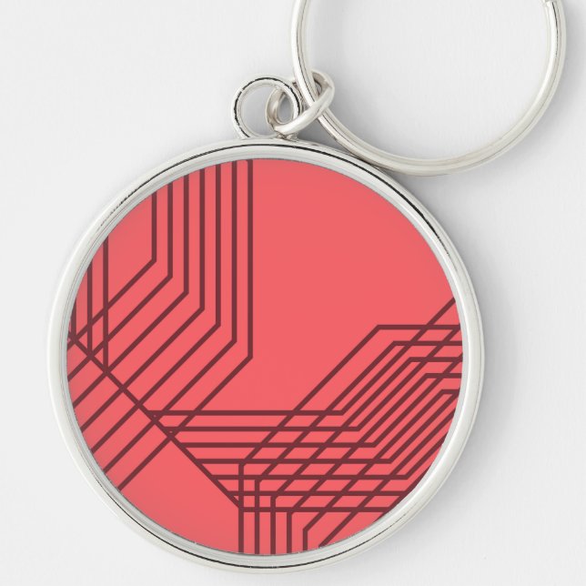 Chaveiro Pastel Red, simples, moderno, design geométrico (Frente)