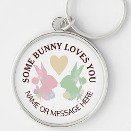 Chaveiro Pastel rosa e coelhos verdes com personagem cardía