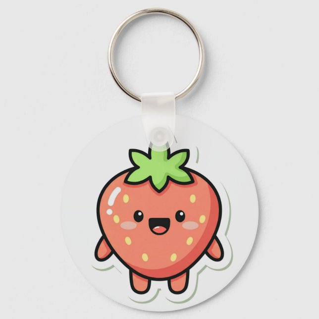 Chaveiro Pastel Strawberry Aesthetic Sticker – Cute Fruit I (Frente)