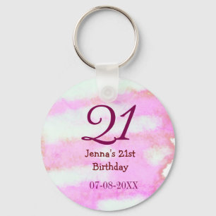 Chaveiro Pastel verde rosa simples nome data 21º aniversári