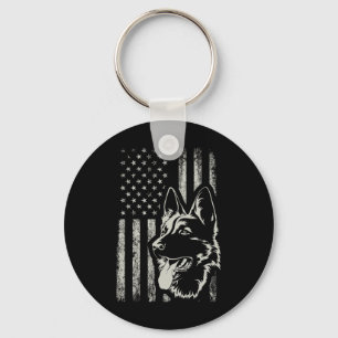 Chaveiro Pastor Alemão Patriótico Bandeira Americana 4 De J