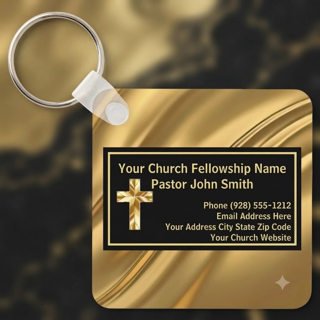 Chaveiro Pastor da Igreja Ouro e Preto Elegante (No foil is used in this product, the gold effect is simulated in the artwork.)