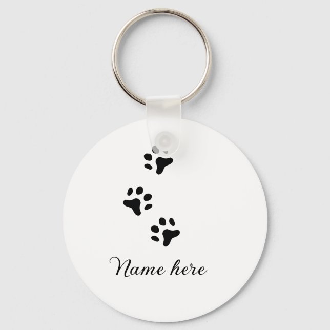 Chaveiro Pata de cão e animal preto acrescentar nome texto  (Frente)