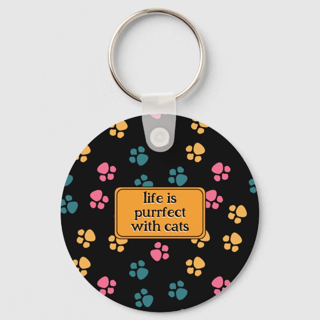 Chaveiro Pata de gato preto engraçado fofo (Frente)