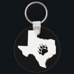 Chaveiro Pata do Urso do Texas<br><div class="desc">Um Texas branco e simples,  com uma pata de ursos pretos ligeiramente deslocada. Mostre orgulho em sua herança de urso e ser do Texas.</div>