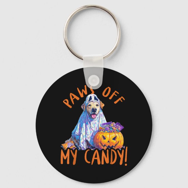 Chaveiro Patas Fora do Meu Doce - Cão de Halloween (Frente)