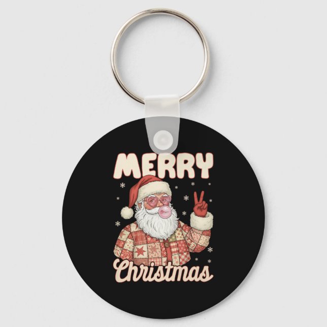 Chaveiro Patchwork Santa Claus Xmas Merry Christmas Men Wom (Frente)