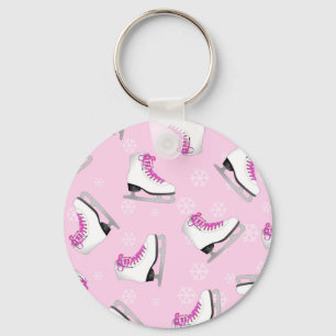Chaveiro Patinagem artística - rosa dos skates de gelo com