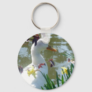 Chaveiro Pato Branco Em Daffodils Por Lake Keyring