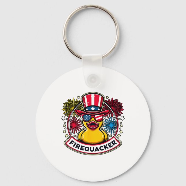 Chaveiro Pato de borracha do dia 4 de julho Firequacker ban (Frente)
