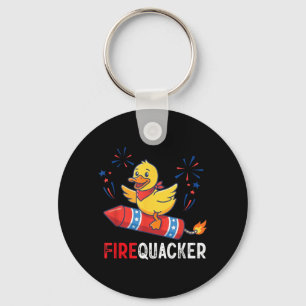 Chaveiro Pato de Foguete Engraçado 4 de Julho