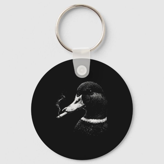 Chaveiro Pato mallard caçando pato fumando engraçado (Frente)