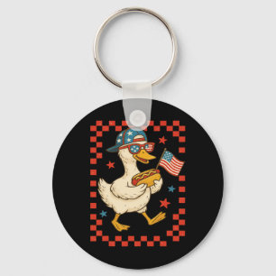 Chaveiro Pato Patriótico Com Cachorro Quente E Bandeira Eng