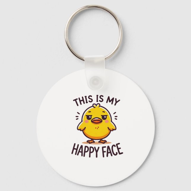 Chaveiro pato rabugento. Esse é meu rosto feliz engraçado (Frente)