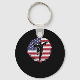 Chaveiro Patreotic Karate Kung Fu Fighter USA Flag Gift