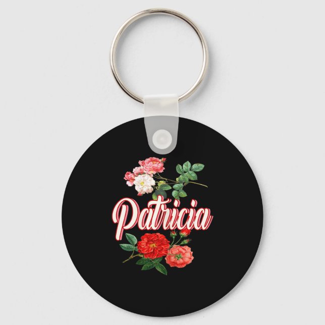 Chaveiro Patricia Name With Flowers  (Frente)