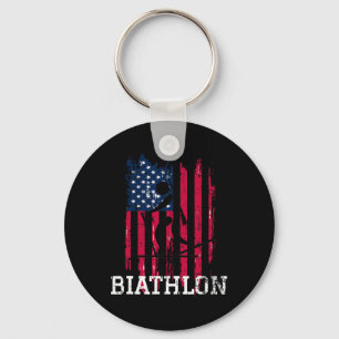 Chaveiro Patriotic Biathlon Athleton Usa Flag Ski Shoot Win