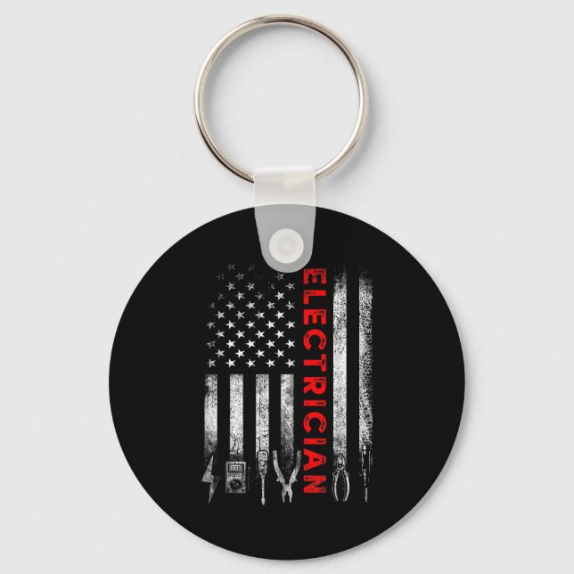Chaveiro Patriotic Electrician American Flag Fathers Day  (Frente)