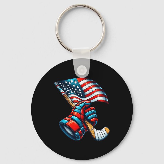Chaveiro Patriotic Ice Hockey 4th Of July Usa Independence  (Frente)