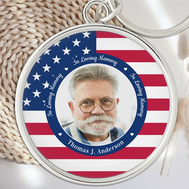 Chaveiro Patriotic Memorial American Flag Personalizado Fot (Criador carregado)