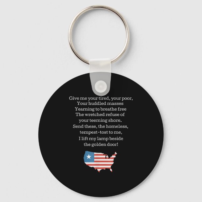 Chaveiro Patriotic New Colossus Emma Lazarus Quote Usa Gift (Frente)