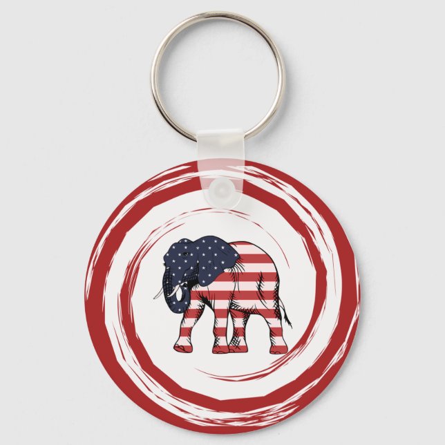 Chaveiro Patriotic Red White Blue Elephant (Frente)