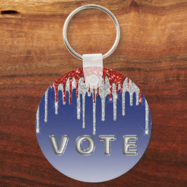 Chaveiro Patriotic Red White Glitter Drip Blue Vote