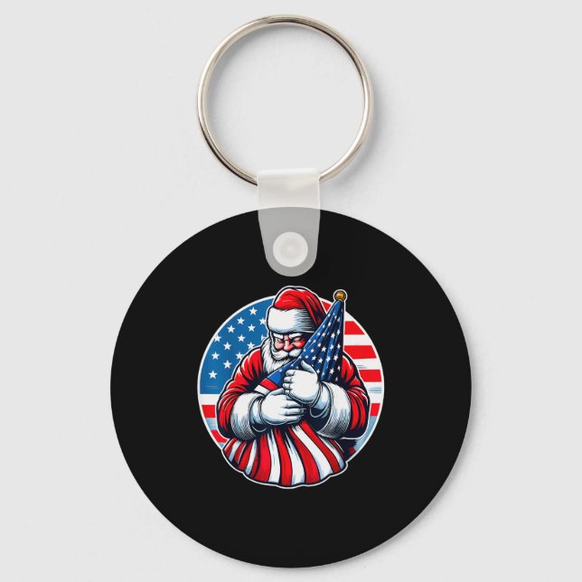 Chaveiro Patriotic Santa Claus For Men Women Usa Flag Chris (Frente)