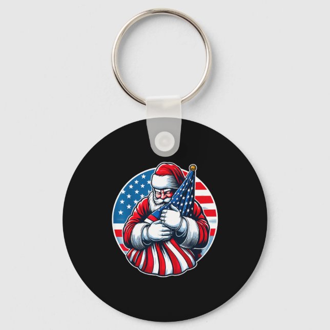 Chaveiro Patriotic Santa Claus For Men Women Usa Flag Chris (Frente)
