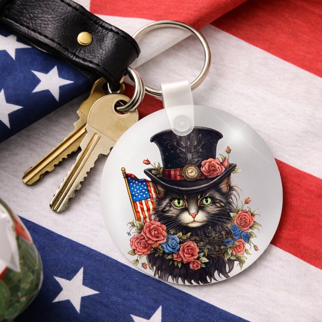 Chaveiro Patriotic Star Spangled Cat (Criador carregado)