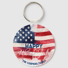 Chaveiro Patriótica American Flag Feliz 4 de julho Personal