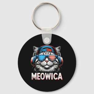 Chaveiro Patriótica Meowica 4 De Julho Cat American Flag Us