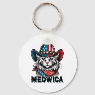Chaveiro Patriótica Meowica American Flag Funny 4 De Julho