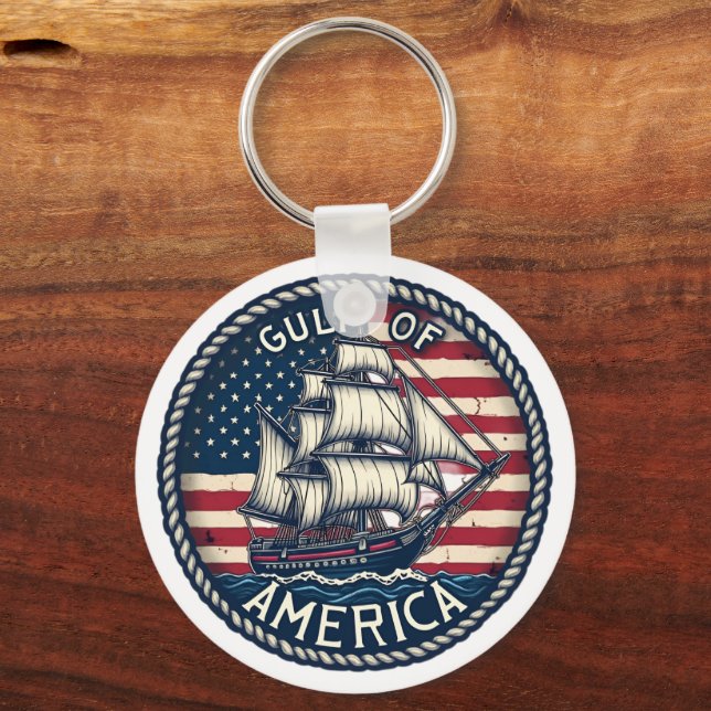 Chaveiro Patriótico Do Golfo Da América Dos Eua (Frente)