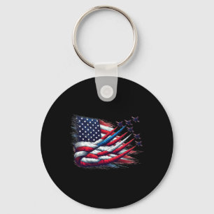 Chaveiro Patriótico Vermelho Branco Azul Usa Bandeira Jatos