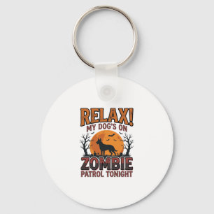 Chaveiro Patrulha de Cão Zumbi Camisa Vintage de Halloween 