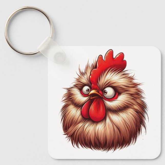 Chaveiro "Patty Silkie Chicken Face" Aluminum Keychain (Frente)