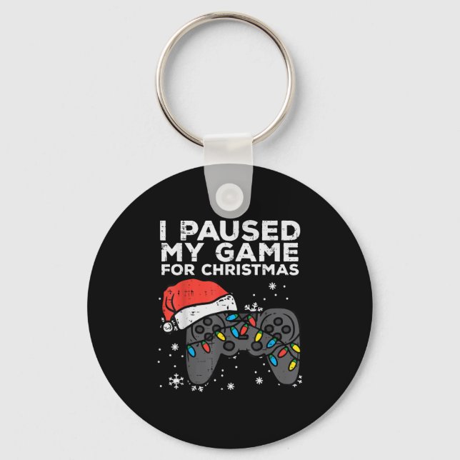 Chaveiro Paused My Game Christmas Gamer Xmas Men Boys Kids  (Frente)