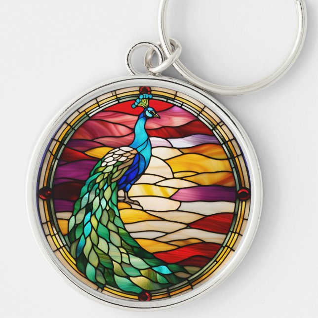 Chaveiro Pavão a rosa (Frente)