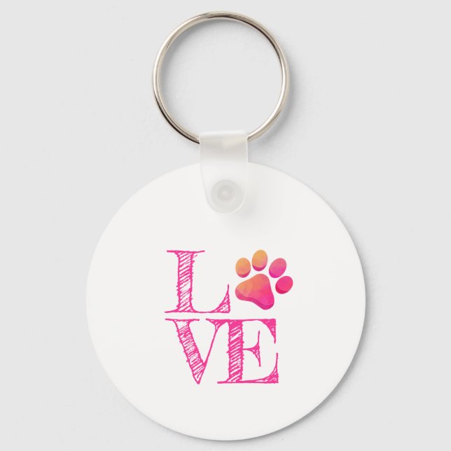 Chaveiro Paw Print AMAVA Família Cor-de-rosa-laranja Brinca (Frente)
