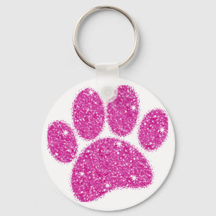 Chaveiro Pawprint Cachorro Rosa-Brilhante