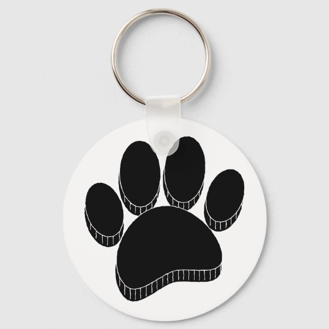 Chaveiro Pawprint Preto Desenho Personalizado na Mão (Frente)