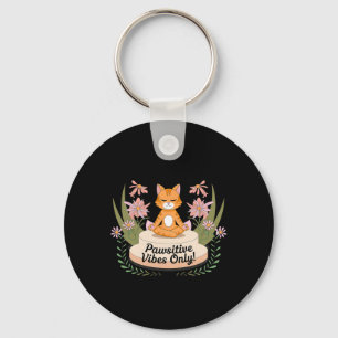 Chaveiro Pawsitive Vibes Only Poses de Yoga Kitten Amantes 