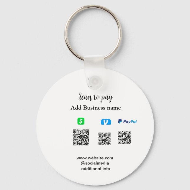 Chaveiro Paypal Cashapp venmo scanear para pagar QR adicion (Frente)