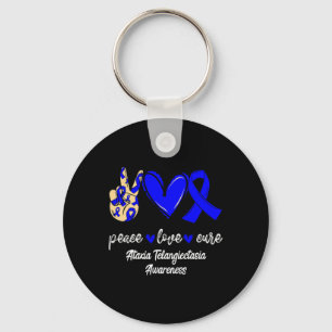 Chaveiro Paz Amor Cura Ataxia Telangiectasia Fita Azul