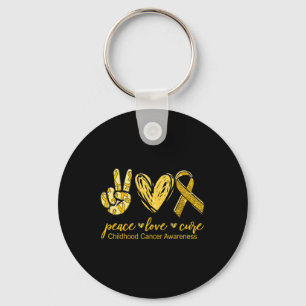 Chaveiro Paz Amor Cura Consciência do Cancer Infantil