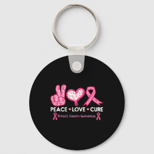 Chaveiro Paz Amor Curto Cancer de Mama Sensibilização para 