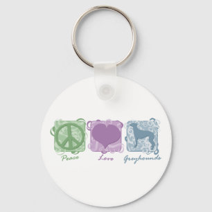 Chaveiro Paz, amor, e galgos Pastel